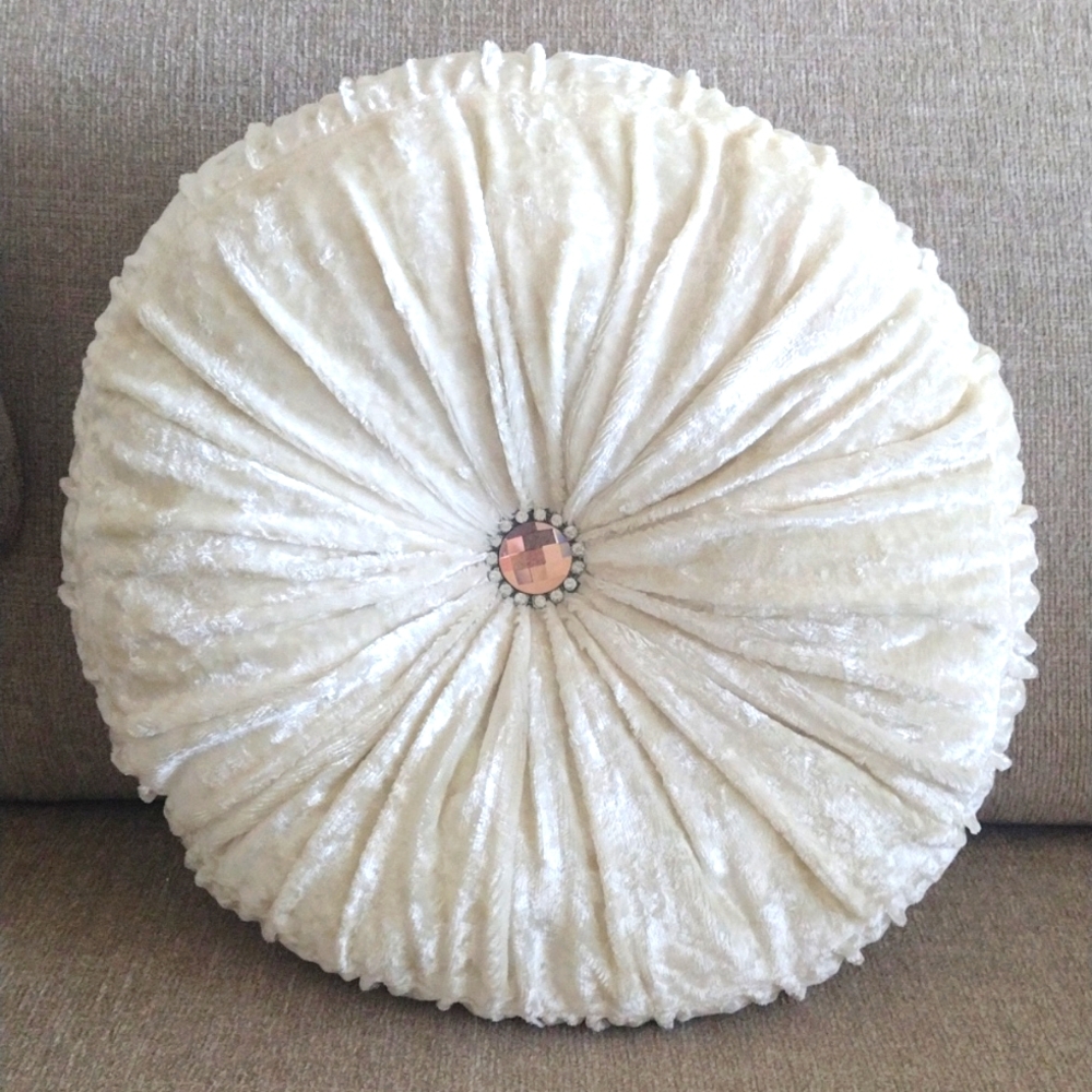 Crushed Velvet Pillow With Rose Gold And Rhinestones